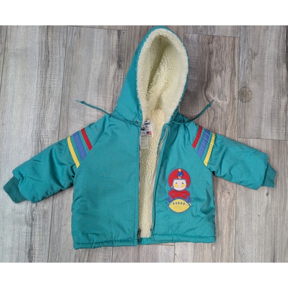Weather Tamer Other - Weather Tamer Sherpa Lined Hooded Winter Jacket Kids 18 Months Football Patch